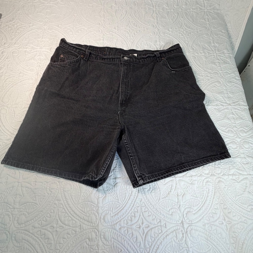 Vintage Levis 922 Orange Tab Denim Short Black High Waist USA Made 24W Plus Size
